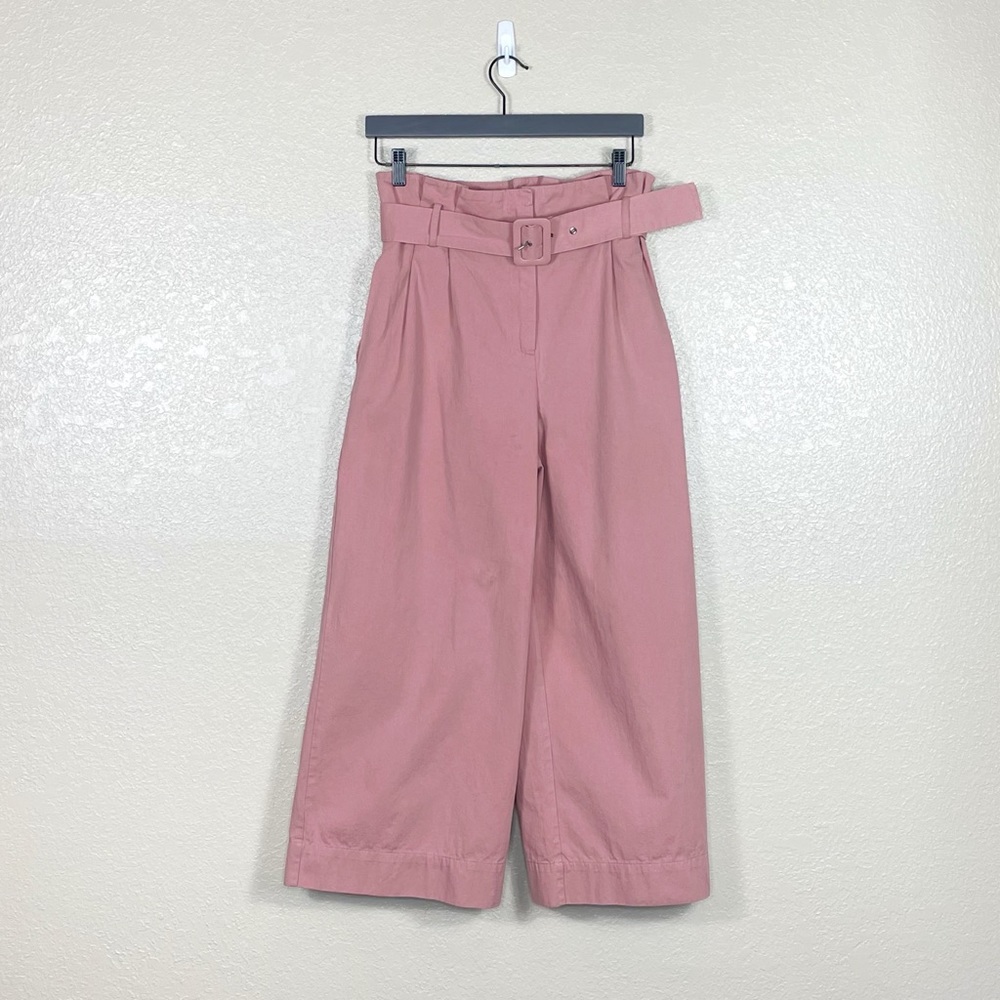 Zara High Waisted Wide Leg Belted Trouser Size Large